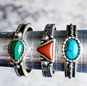 Size 7.5   Carolyn Pollak, SS Stackable Rings, set of 3